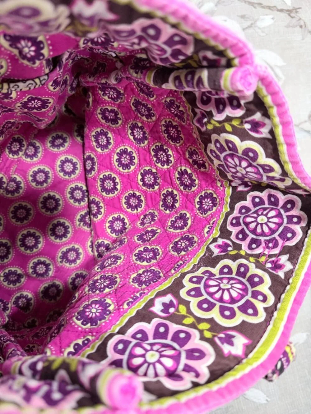Vera Bradley Very Berry Paisley Quilted Tote Pink Purple Floral Paisley Retired